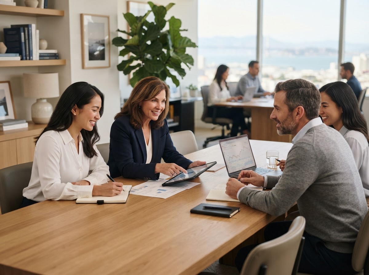 Lucid Gainworthage portfolio review process shown on a workstation
